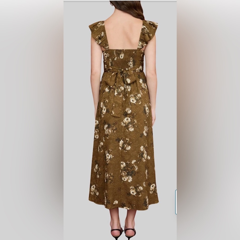 Blu Pepper Floral Jacquard Ruffle Strap Maxi Dress Size Medium - Picture 3 of 12